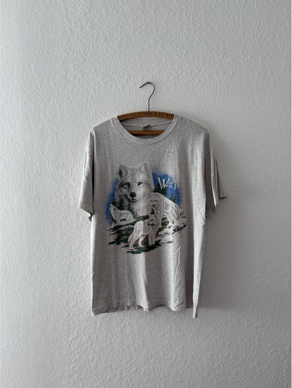 Vintage Murina Wolf Short Sleeve T Shirt Single Stitch Size L 90s Gray USA